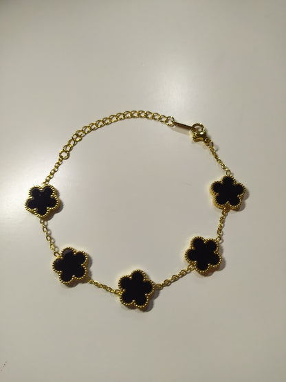 Pulsera trebol de cinco hojas negro - additional image 1