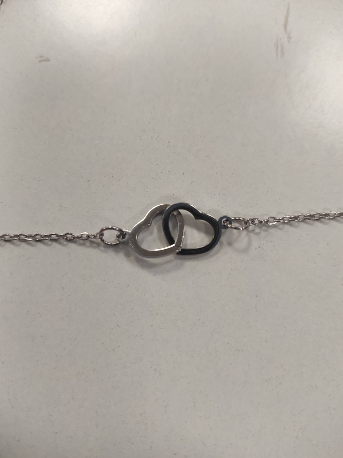 Collar de doble anillo de corazón plata - additional image 4