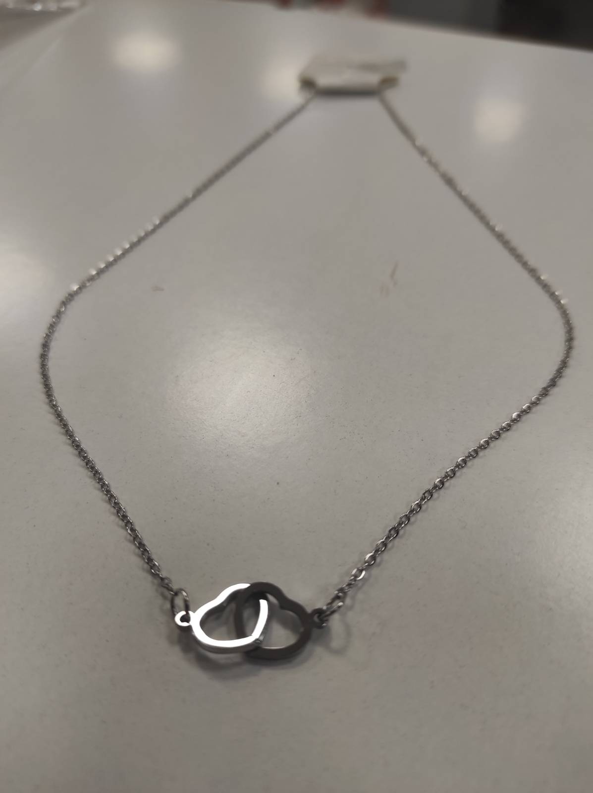 Collar de doble anillo de corazón plata - additional image 3